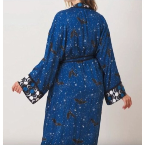 Printfresh Eco Satin Robe Bats and Moon Evening Flight RARE Size L/XL - Picture 10 of 11